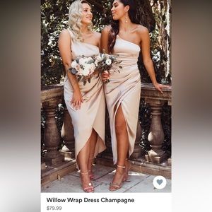 BRAND NEW W/ TAGS White Fox Champagne satin off the shoulder dress size Medium